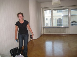 “Before” picture of our apartment, just our suitcases.