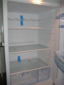 Our brand new (but unfortunately very empty) fridge