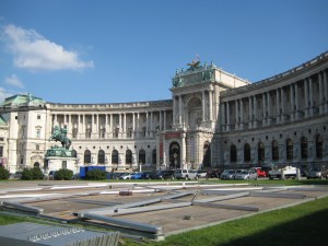 Hofburg Palace – the winter residence of the Hapsburg Family. This is one of many buildings on the compound, which also included gardens, the stables for the Lipizzaner Stallions, and royal treasury.  