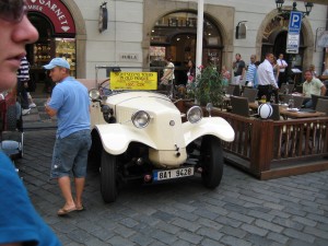 Another Prague tour car â€“ this guy just finished using the crank starter.
