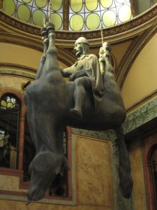 King Wenseslas on an upside down horse in Prague
