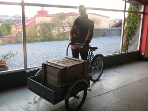 Antique wheelbarrow bike at Skansa museum in Stockholm