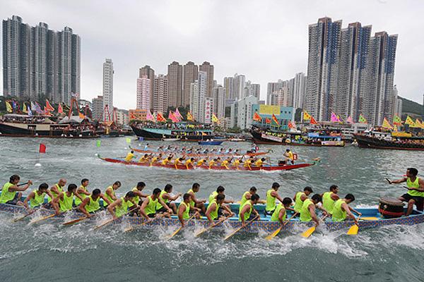 Dragon Boats in Hong Kong Harbour