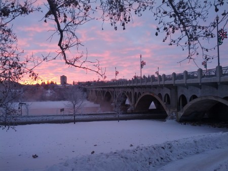 The University Bridge over a snowy river