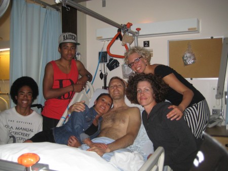 David surrounded by family after his surgery. 