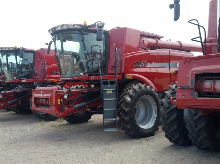This is a combine without it's head on.  This is a massive machine!  Nearly too big for the road. 