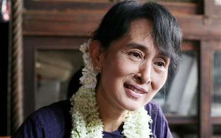 Aung Suu Kyi, seemingly gentle but unyeilding in the face of oppression