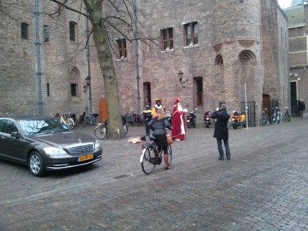 Sinterklass and Zwarte Piet.  This is an old (and pretty racist) tradition for November 5th