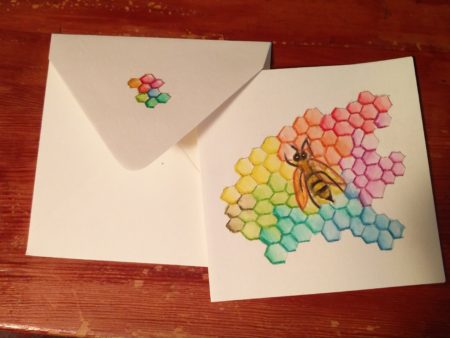 Rainbow beehive card and envelope