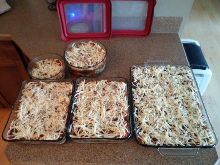 Five fully completed lasagnes! 
