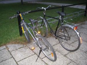 Our sweet new bikes... haven't taken them off any sweet jumps yet