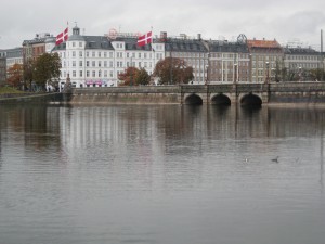 One of the lakes surrounding the inner city which were the moat in Medieval times.  Now cannal boats show torists the city by traveling from lake to lake.  Note the low clearance under the bridge; the boats are fat and low deigned to just fit under the bridges.