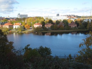 View back towards Ã–stermalm over the DjurgÃ¥rdsbrunnsviken (the site of open water swimming and rowing during the 1912 Olympic games)