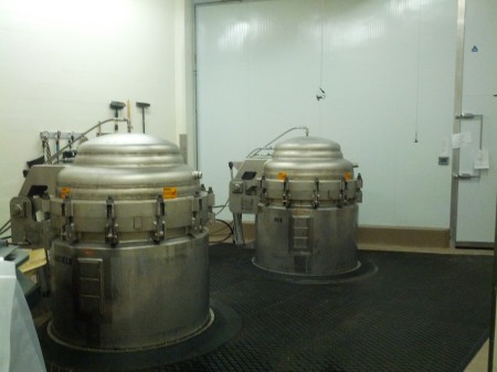 The famous caustic digesters, which use heat, pressure, and potassium hydroxide to bring the waste to 150 degrees and 400kPA for 3 hours, then dehydrates it.