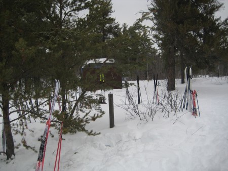 Evidence of skiers in the hut...