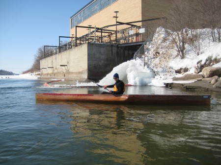 Graham being tough in C-1 by the power plant outlet that keeps (half) the river open 