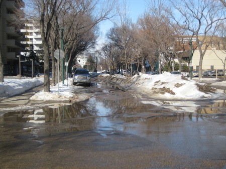 If you never remove snow, it stays until it melts (mid-April)