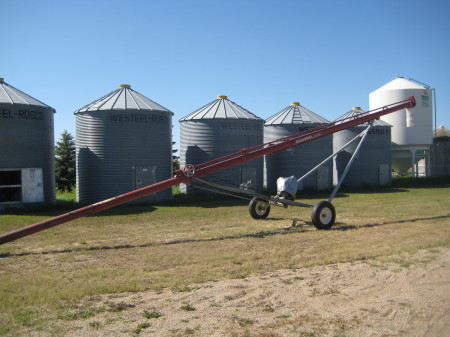 The auger in front of the grain bins