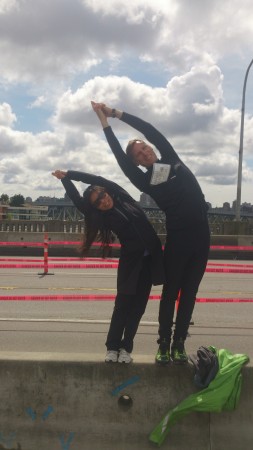 We took a yoga break on the Burrard Street Bridge. Big spoon-little spoon!