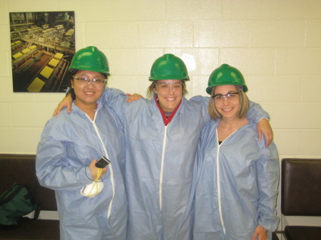 Some happy OH&S students on the surface trying on their PPE