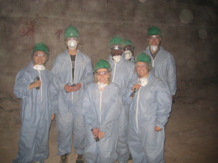 Underground close to the bore.  The spots and blurriness are from tiny salty dust bits floating in the air