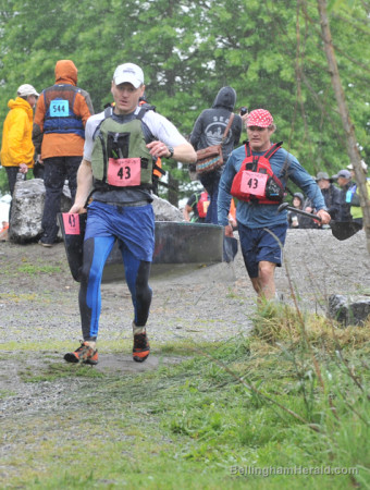 Mike and Ivan running down to the shore