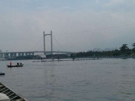 A view of the race course.  You can see how hazy it is; apparently the pollution is astounding. 