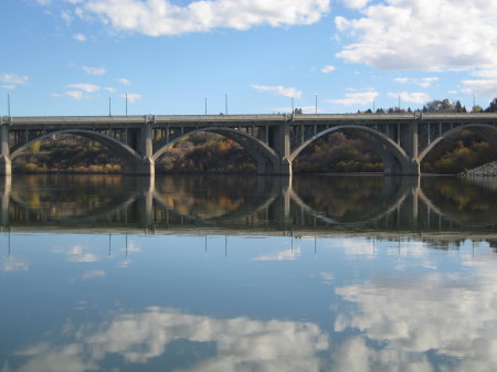 Fall leaves through the bridge