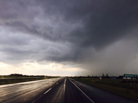 ...pouring rain.  this is our trip home from the farm; we just missed getting rained on in the field. 