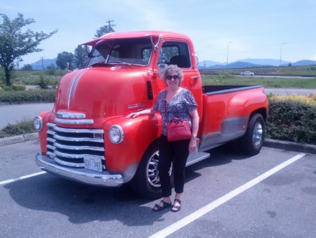 Mom and a cool old truck