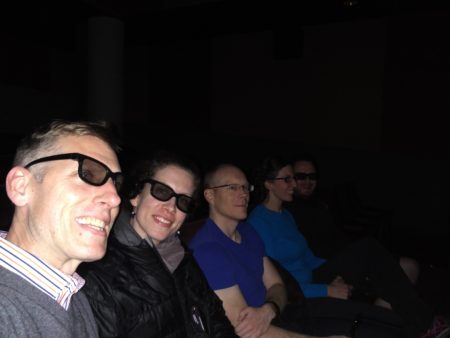We saw a 3D movie, and were the only ones at the late showing! So I obnoxiously took a flash photograph